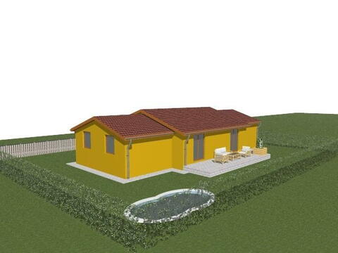Oddálená pravá strana bungalovu
